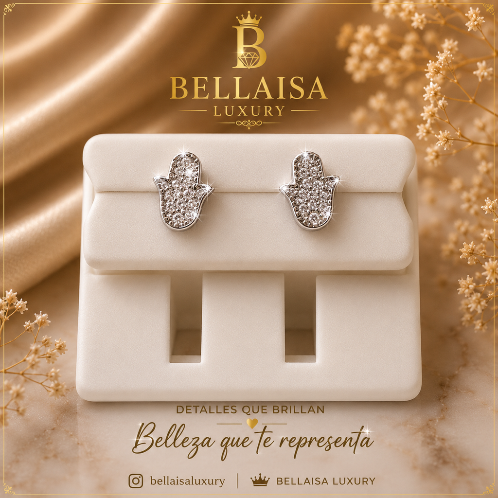 ✨ Hamsa Sparkle Earrings – Bellaisa Luxury ✨