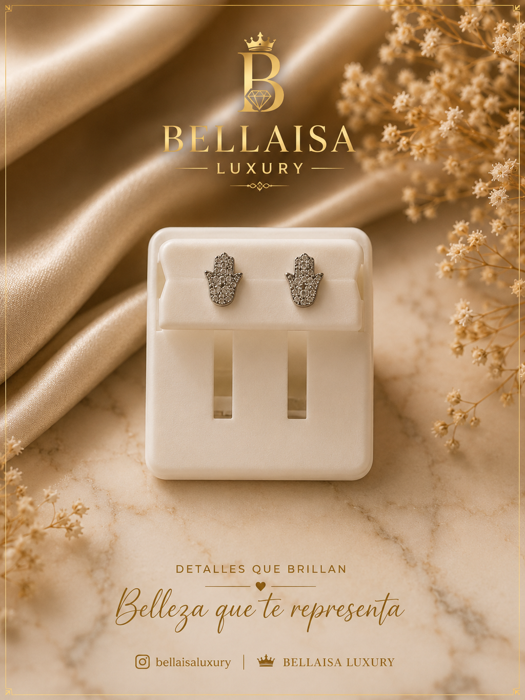 ✨ Hamsa Sparkle Earrings – Bellaisa Luxury ✨