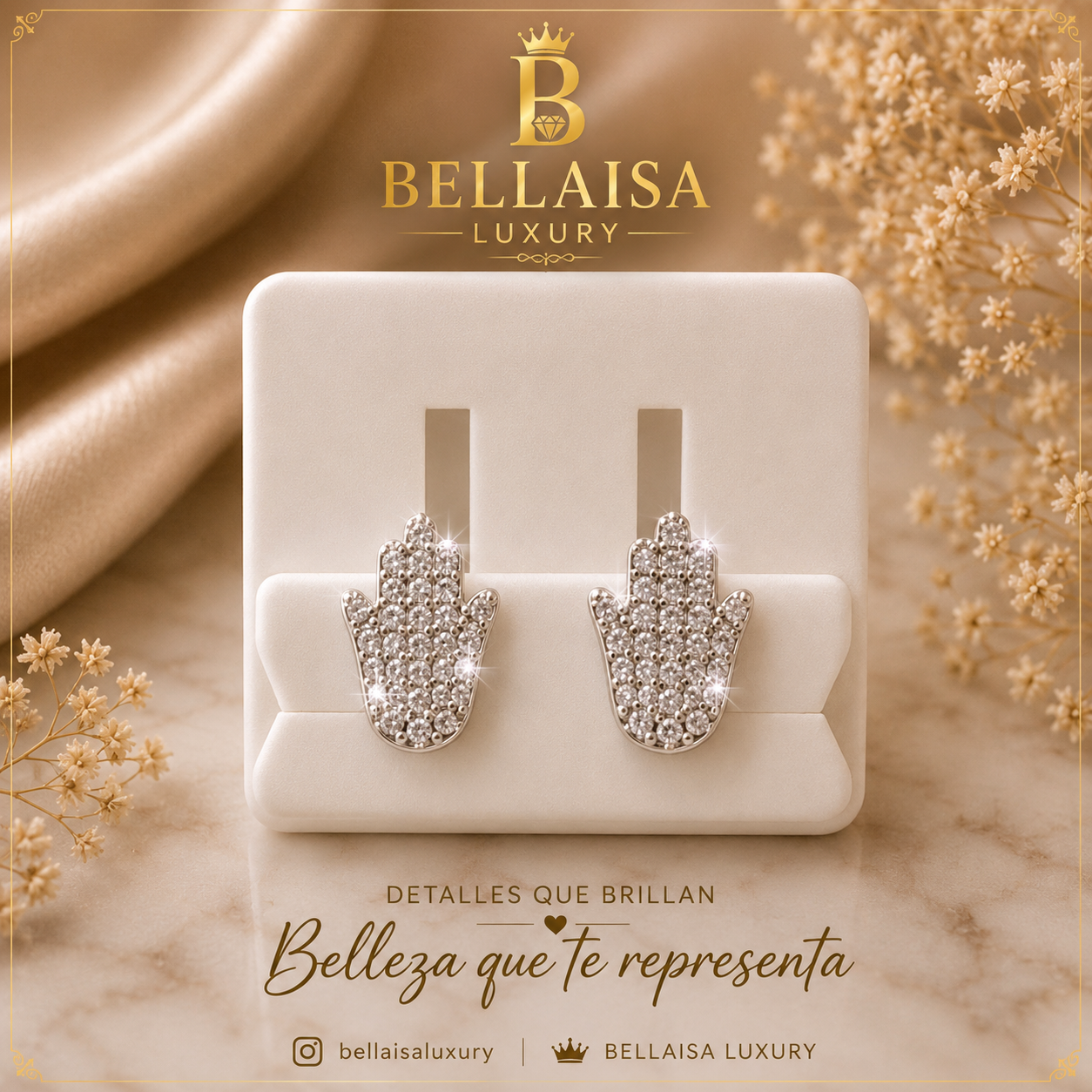 ✨ Hamsa Hand Earrings – Bellaisa Luxury ✨